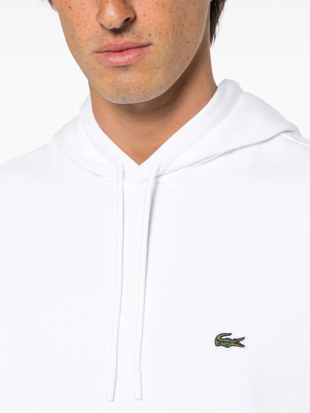 Casaco branco de algodão com capuz e logo