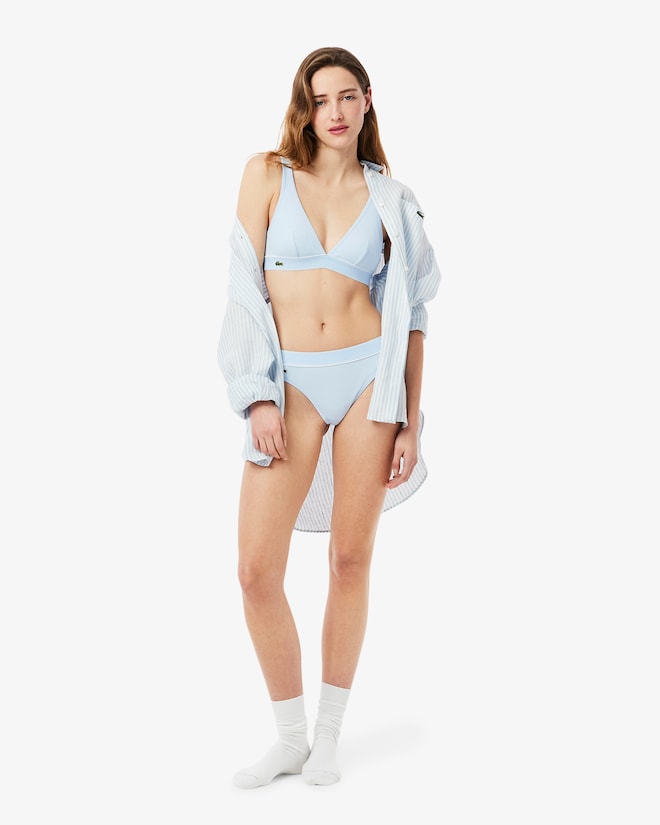 Bralette triangular de algodão canelado