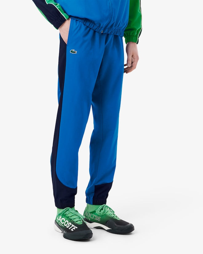 Conjunto verde e azul com logo