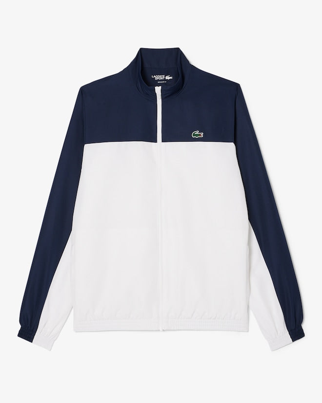 Conjunto branco e azul com logo