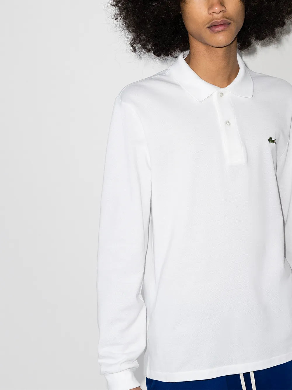 Camisa polo mangas longas com patch de logo