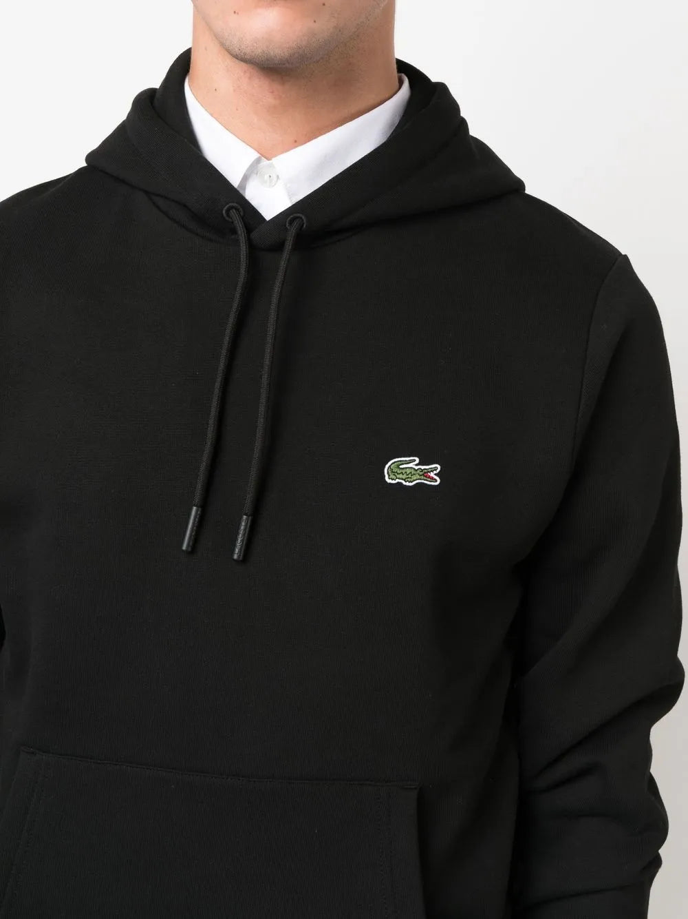Casaco preto de algodão com capuz e logo