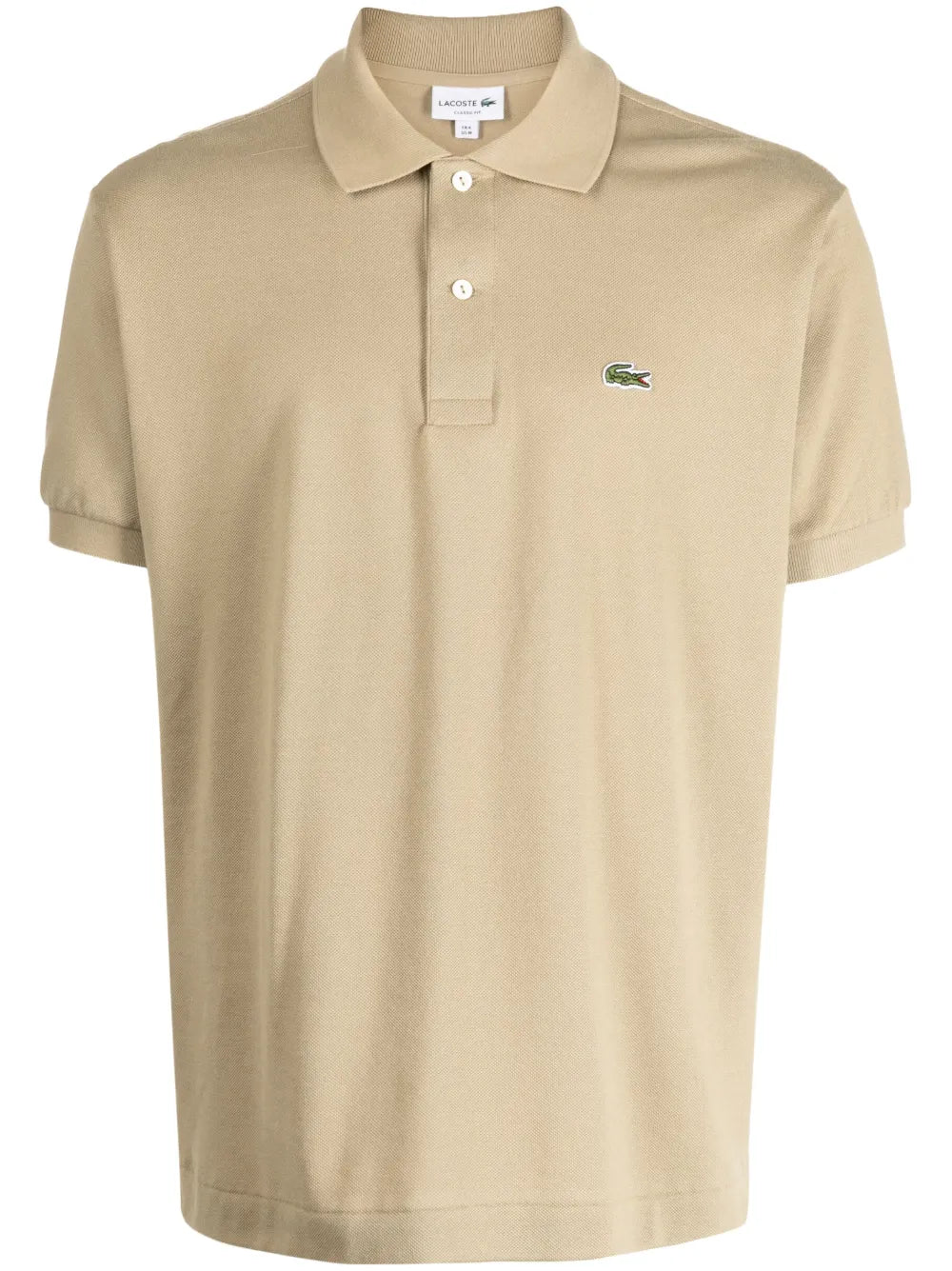 Camisa polo bege com mangas curtas com patch de logo