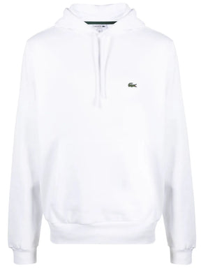 Casaco branco de algodão com capuz e logo