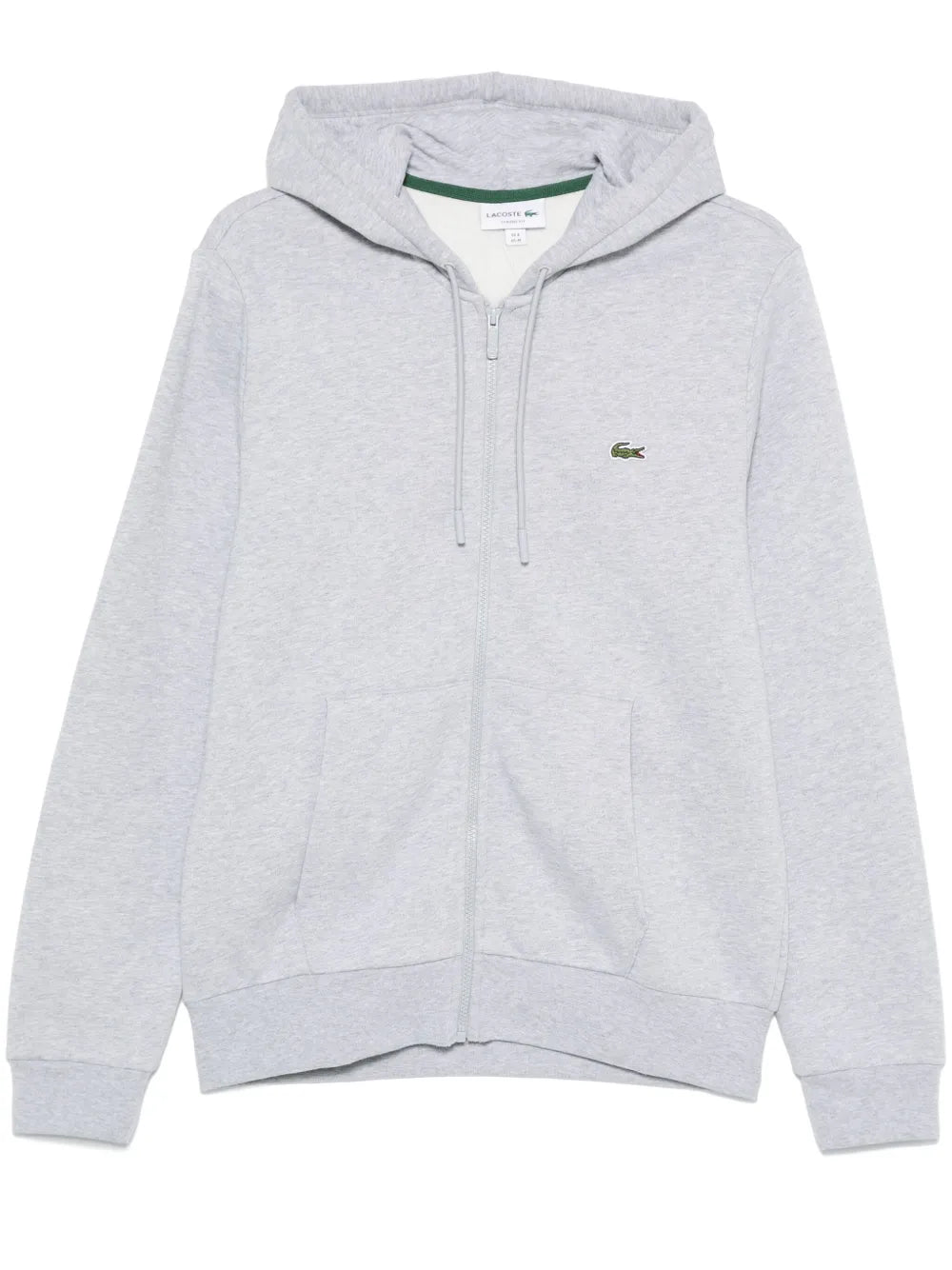 Casaco cinza de capuz com zíper e logo