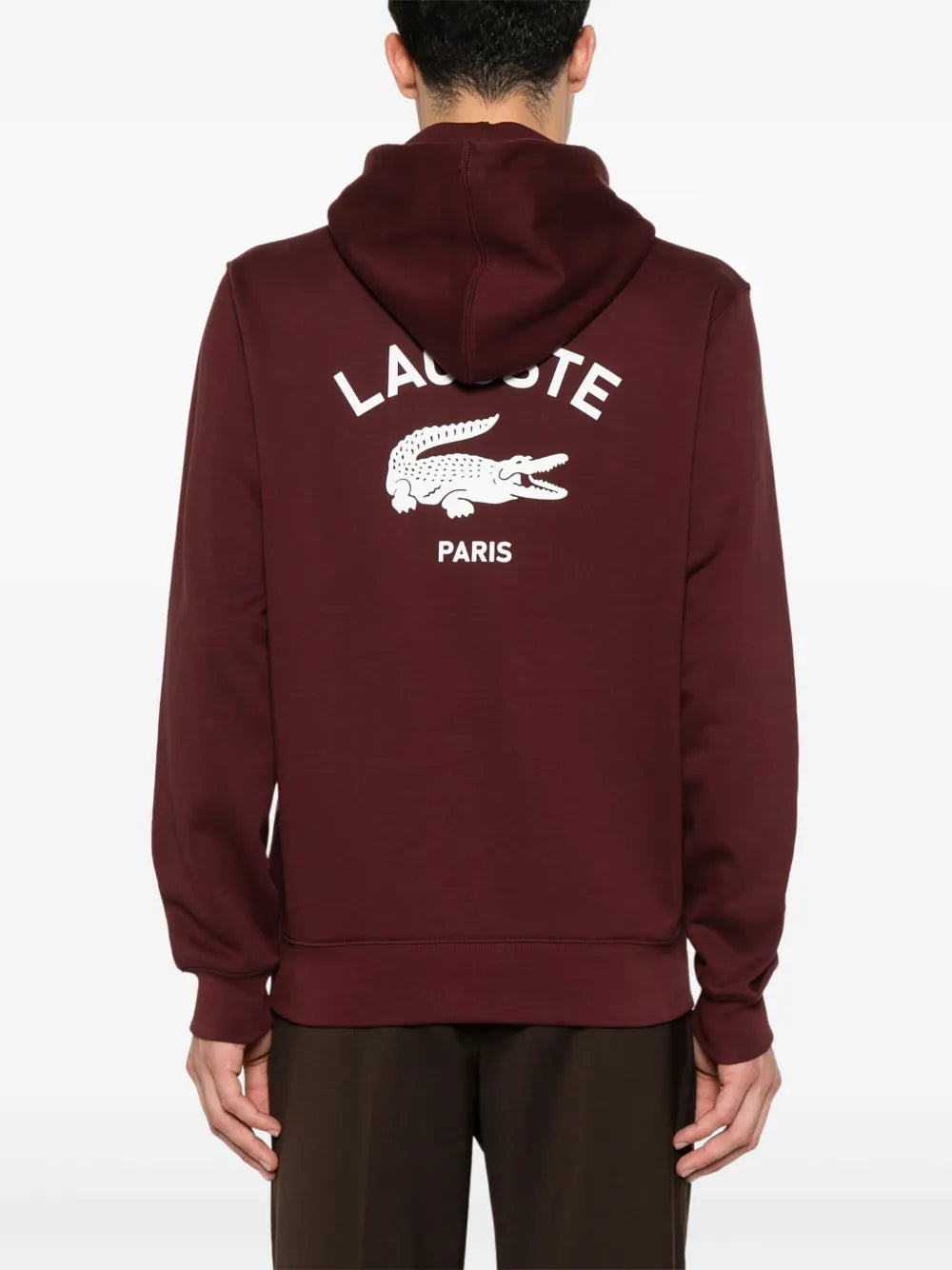 Casaco vermelho vinho de fleece com capuz
