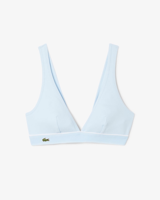 Bralette triangular de algodão canelado