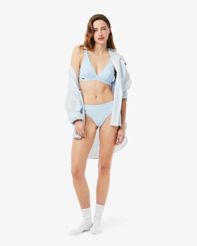 Bralette triangular de algodão canelado