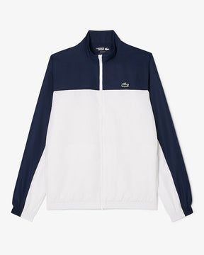 Conjunto branco e azul com logo